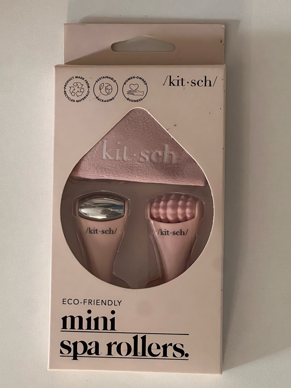 Kitsch Pink Mini Spa Rollers Set with Silver Roller